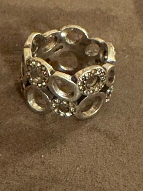 Brighton Silver-Tone Open Circle Crystal Ring